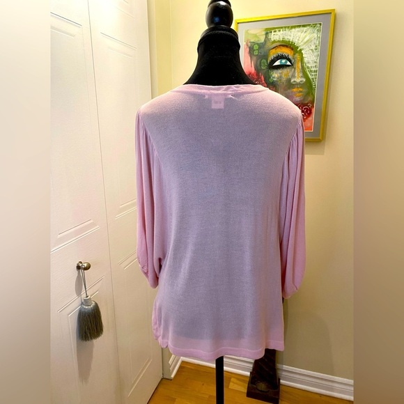 NWOT Y2K Kenzie pink cardi , 3/4 puffed sleeves/elastic cuff, clear buttons 🧶🩷 - Picture 3 of 13